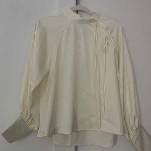 Zara cream satin long sleeve top